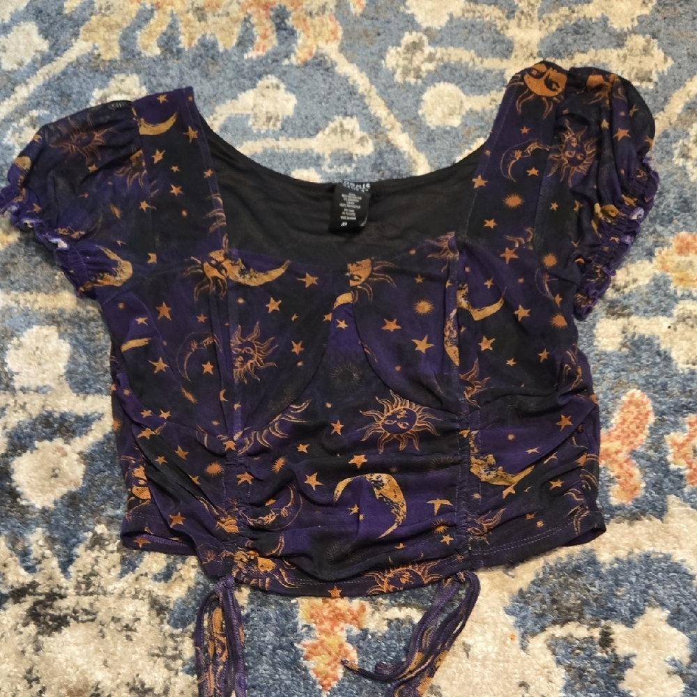 Hot Topic Celestial Print Blouse - Purple and Gold